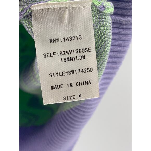 MISS LOVE Women's Purple-Green Swirl Crewneck Sleeveless Retro Sweater Vest SZ M - Picture 10 of 10